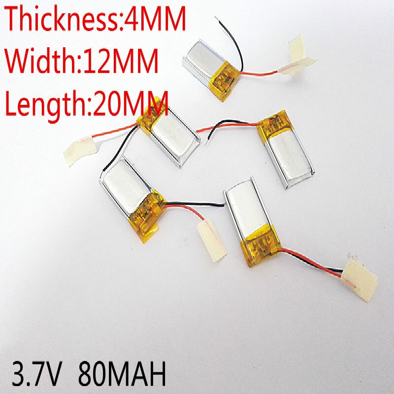 Batería de polímero de litio de 3,7 V, 041220, 401220, 80mah, MP3, MP4, MP5, auriculares Bluetooth,