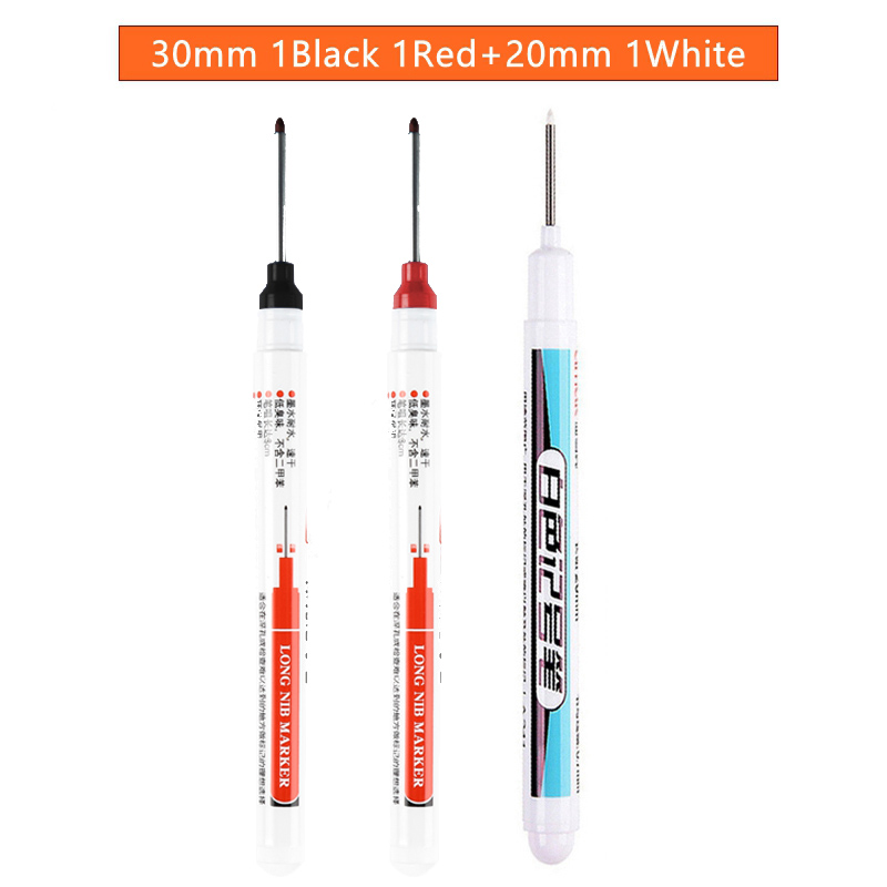 3Pcs/Set 20mm Deep Hole Long Nib Head Markers For Metal Perforating Pen Waterproof Bathroom Woodworking Decoration Multi-Purpose: Mixed Color