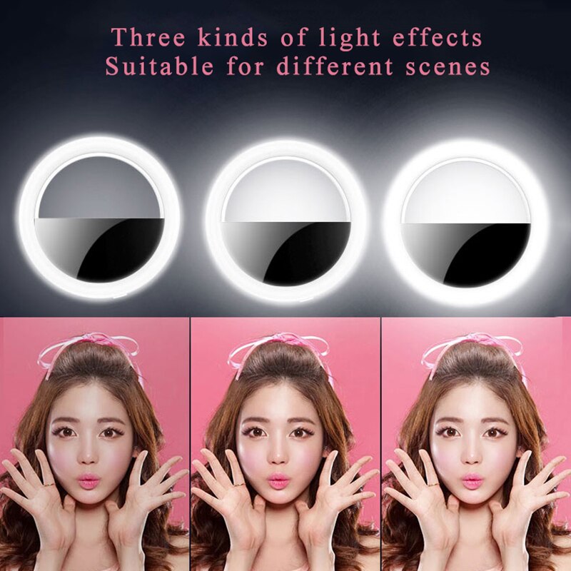 Beauty Selfie Led Light Camera Phone Photography Selfie Light Cosmetic Mirror not included the battery