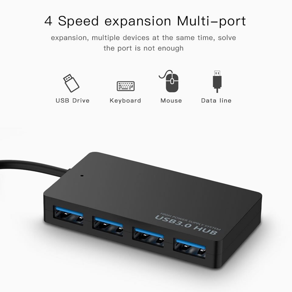 Diwroly USB3.0 Adapter Voor Laptop Pc High Speed Usb 3.0 Hub Externe 4 Poorten Adapter Splitter Usb Expander Computer Accessoires