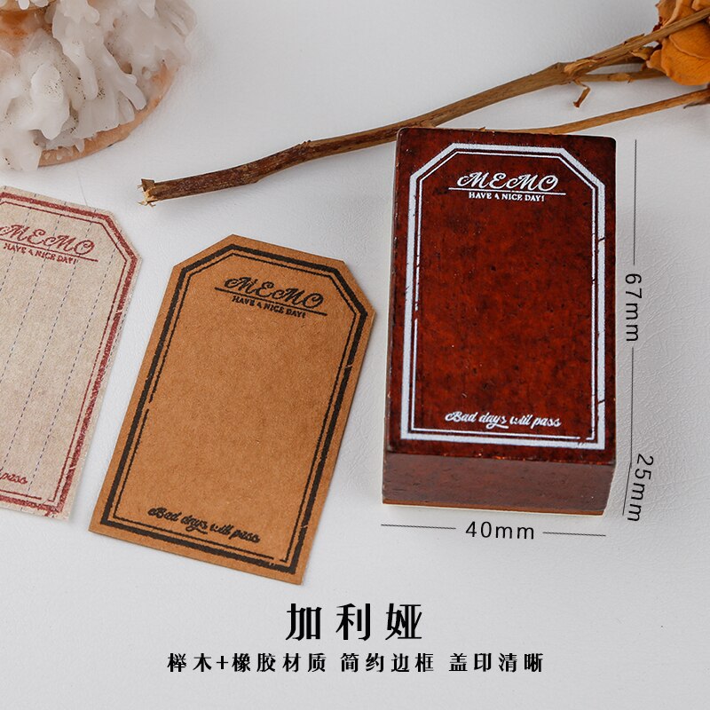 Retro Frame Label Decorative Stamps Wood Mounted Rubber Stamps for Card Making DIY Crafts Scrapbooking Journal Planner: 10