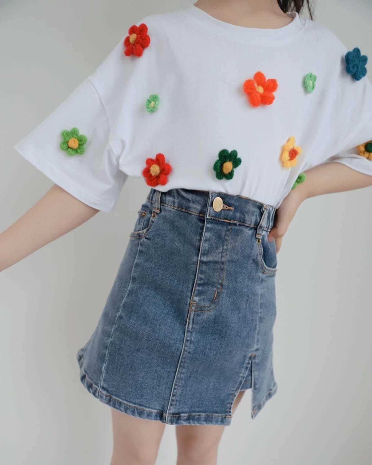 Jupe en Jean pour filles, jupe princesse en Denim, vêtements coréens pour filles de 5 6 7 8 9 10 11 12 13 14 ans