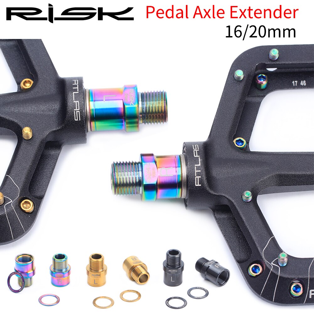 RISIKO Fahrrad Pedal Verlängerung Achse Verlängerung Abstandshalter Unterlegscheibe MTB Konverter Berg Rennrad Adapter Titan Legierung Schraube Ti Schrauben