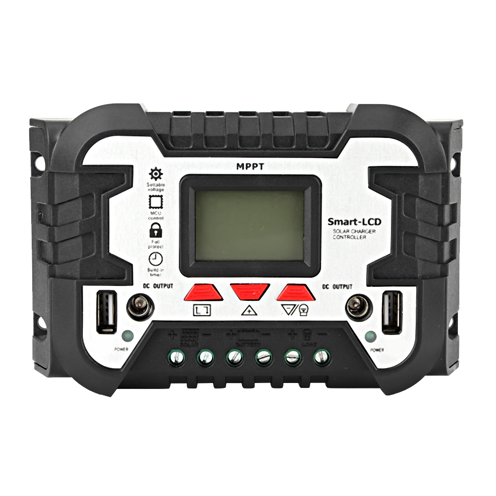 30a 12v/24v waterdichte zonne-laadregelaar mppt dual usb lcd-scherm geschikt voor auto- en motoraccu's