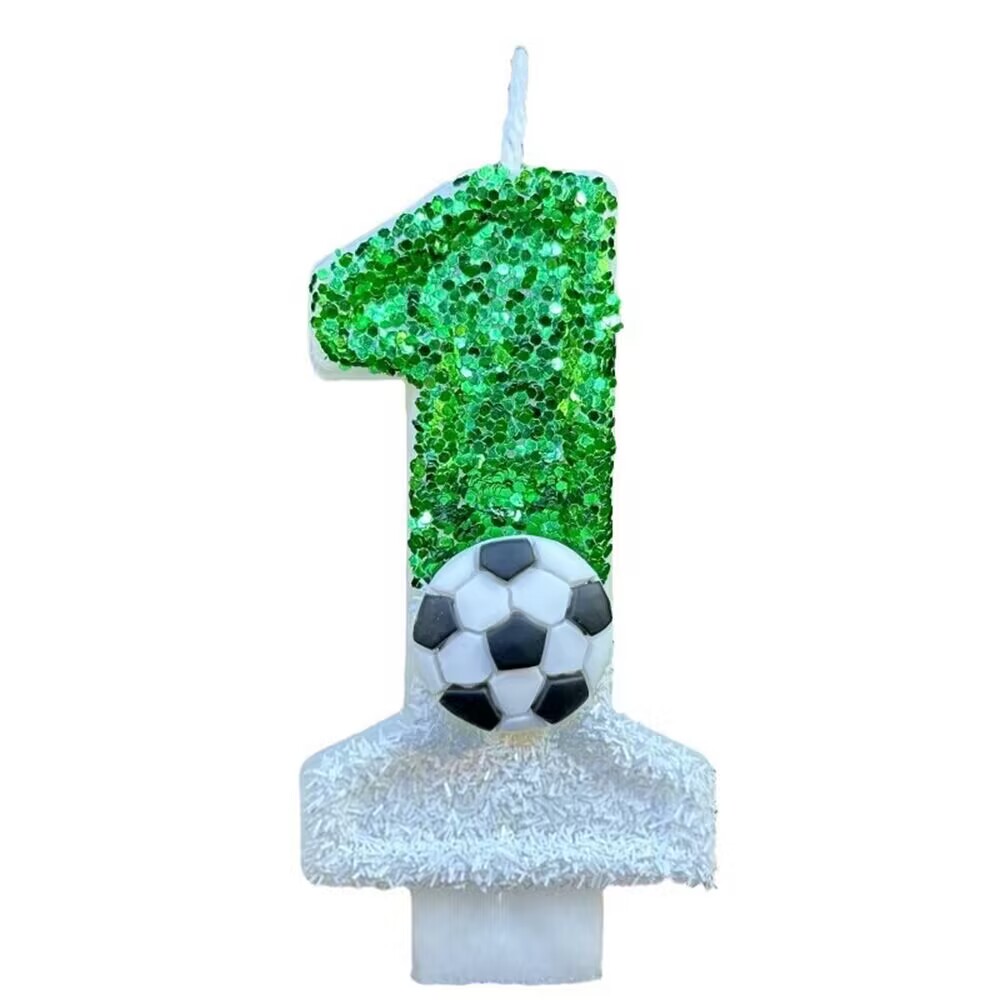 1PC Happy Birthday Football Candles Cake Soccer Candles Number 0-9 Digital Candle Party Wedding Cake Candle Party Cakes Deco: Red