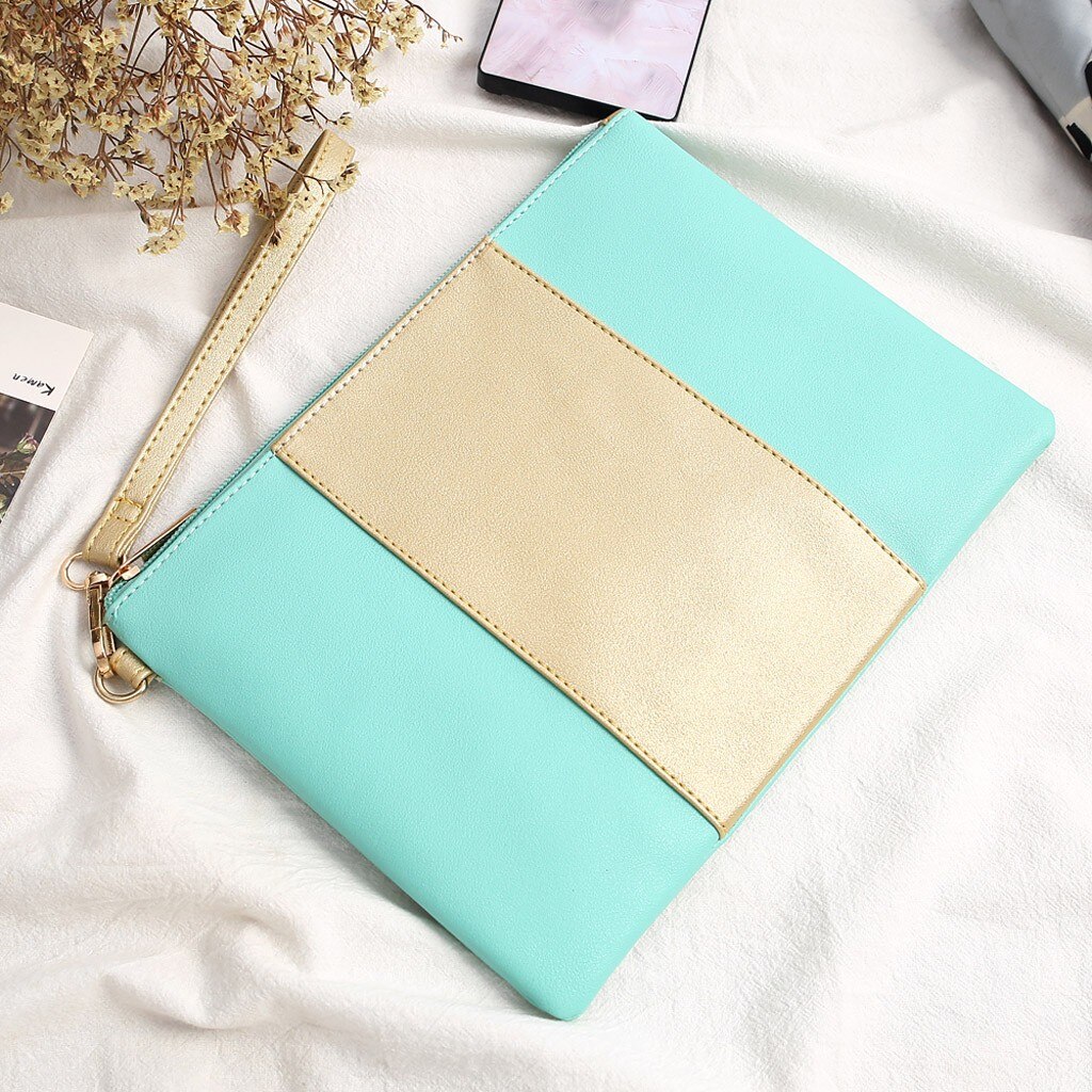 Tas Voor Vrouwen Wit Zwart Stiksels Contrast Kleur Clutch Envelop Clutch Bag Luxe Leather Сумки Для Женщин # T1P: Light Green