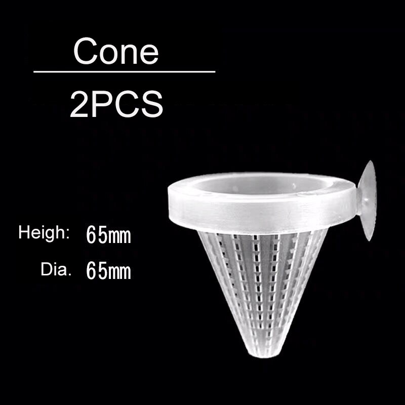 Red Worm Feeder Clear Acrylic Plastic Suction Feeding Cup Fish Tank Shrimp Aquarium Decoration: Cone 2PCS