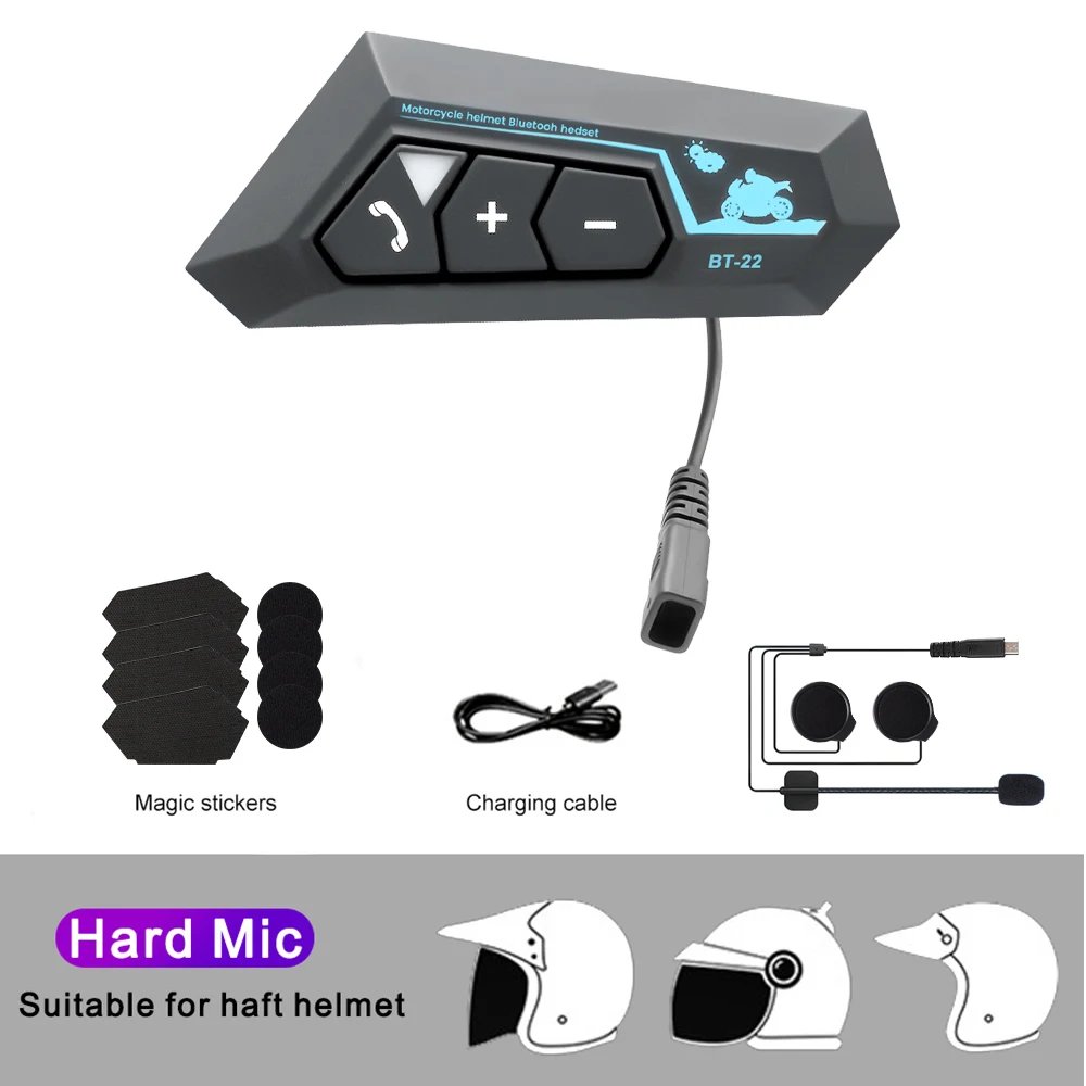 Bt22 Bluetooth Motorhelm Headset Hoofdtelefoon Draadloze Motor Fiets Handsfree Stereo Oortelefoon Luidspreker Met Zachte Microfoon: Rood