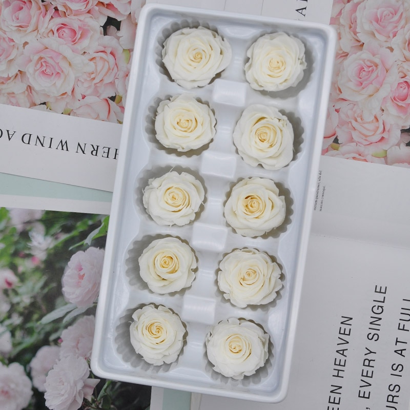 10 st/kartong 4cm konserverade blommor ros blomma odödlig ros alla hjärtans dag evigt liv blomma nivå b