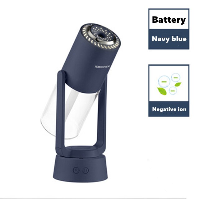 Auto-Rotate Draadloze Magic Shadow Luchtbevochtiger Usb Mist Spuiten Projector Lamp Ultrasone Cool Mist Maker Geurverspreider Voor Thuis: Navy blue