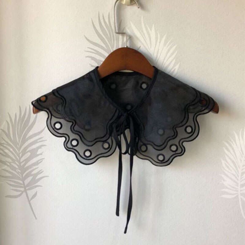 femmes faux colliers détachables colliers Dickey dentelle faux faux col chemise revers broderie évider fille faux colliers bricolage: Black