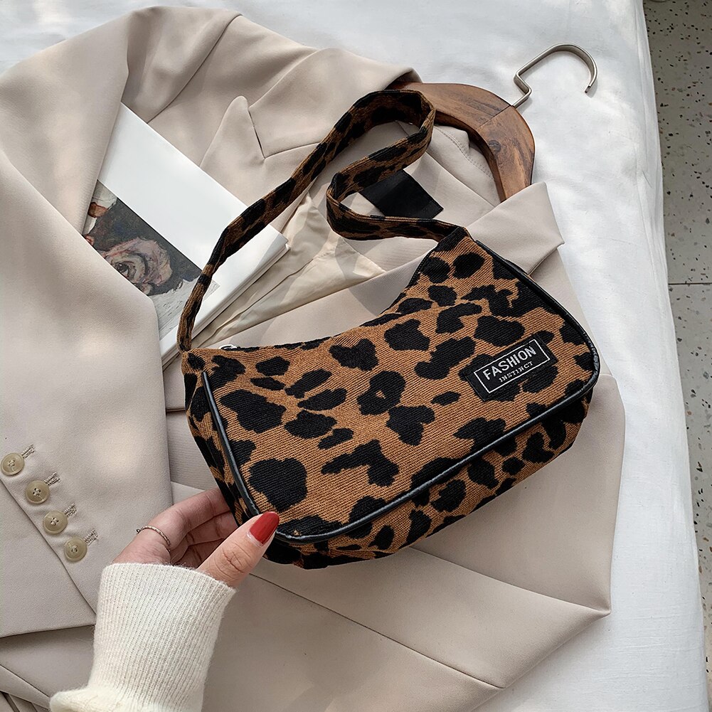 Jahrgang Leopard Zebra aufbringen Unterarm Schulter Taschen Frauen Leinwand lässig Straße Reise Handtaschen Totes Kupplungen Geldbörse: leopard