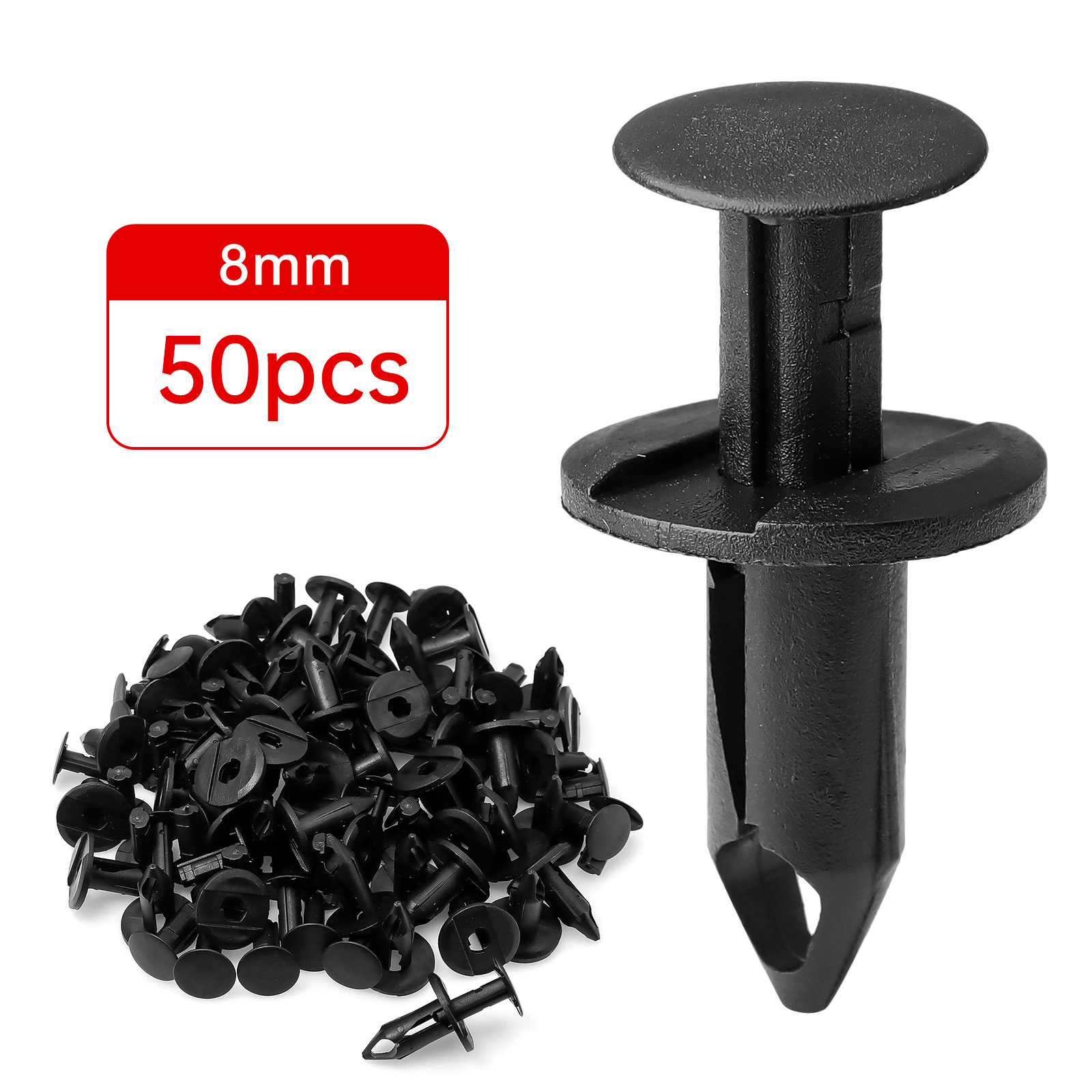 8mm Auto Retainer Clips Kunststoff Befestigungen Kit Auto Trim Panel Clip Schwarz Auto Körper Stoßstange Niet Set Ersatz Push pin 50PCS
