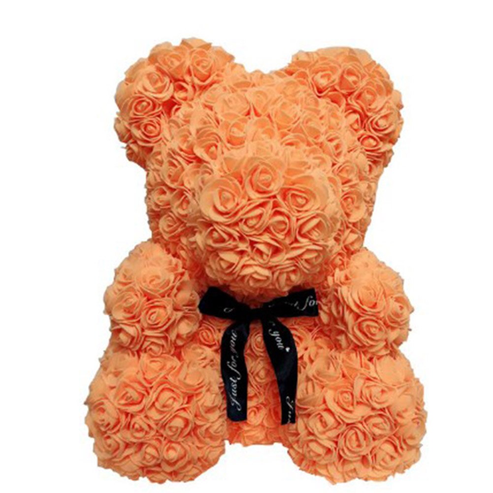 Ourson Rose en mousse de savon, fleur artificielle dans une boîte pour petite amie, de noël, de saint-valentin: yellow
