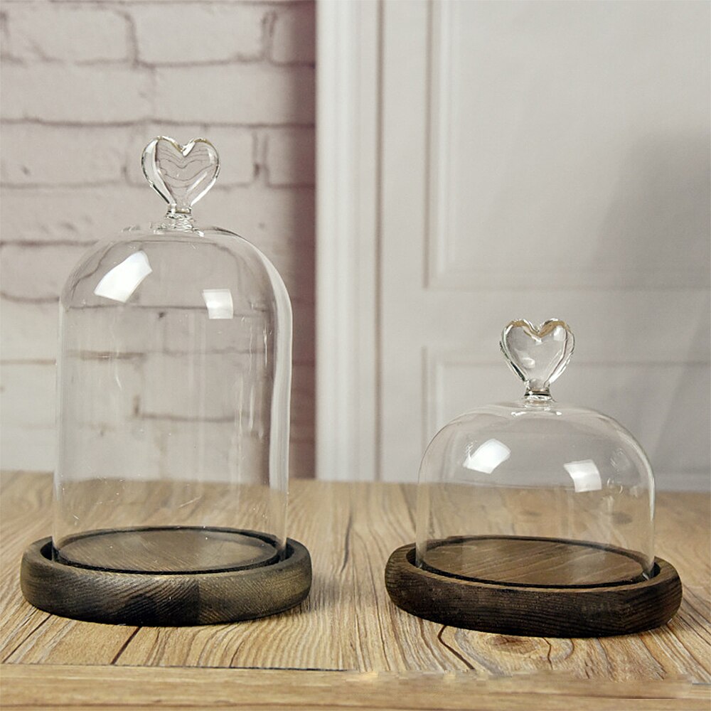 Pot de Cloche en verre avec Base en bois, couverture anti-poussière, ornement de bureau de chambre à coucher pour la maison, fête de noël