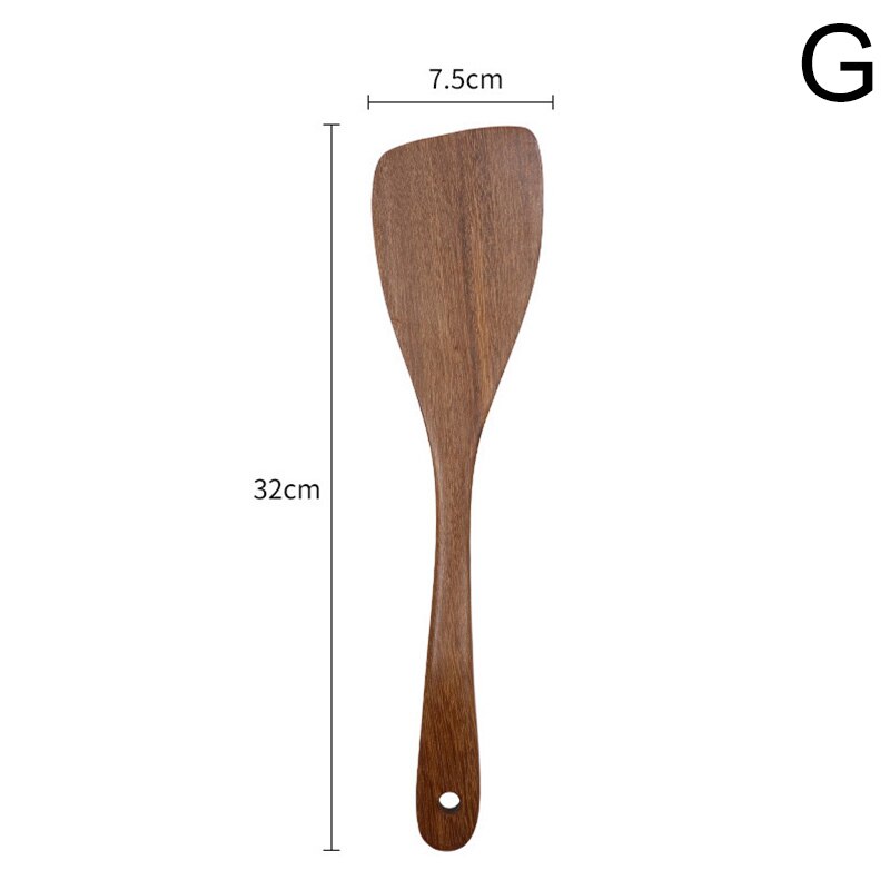 Espátula de madera de con mango largo, cuchara de arroz, pala para sartén antiadherente, utensilios de cocina, accesorios de cocina: G