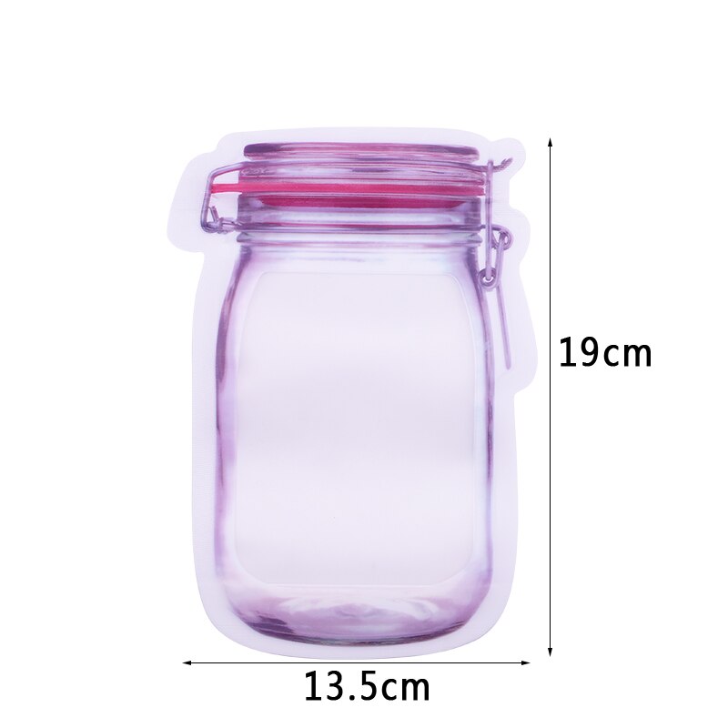 Herbruikbare Mason Jar Flessen Tassen Noten Rits Zakken Koekjes Zak Afdichting Voedsel Saver Opbergzakken Thuis Keuken Organizer Ziplock Zakken: 5pcs B02