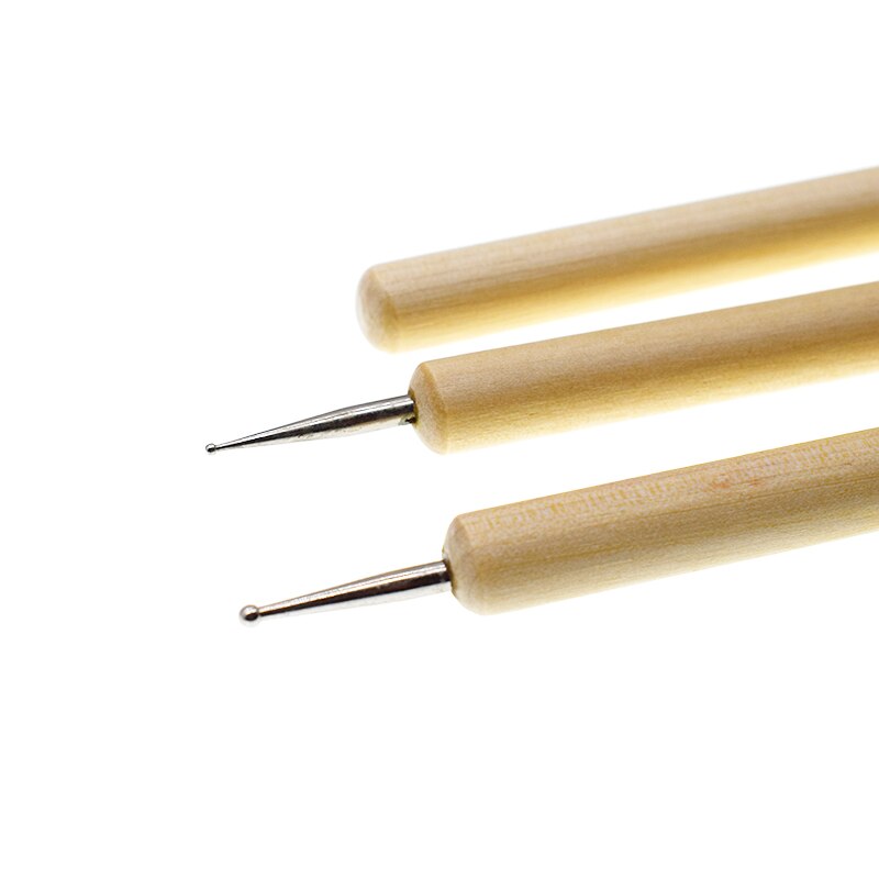 3 unids/set bola de madera de herramienta puntero de patrón con relieve escultura de arcilla talla cariñosa de Arte de uñas