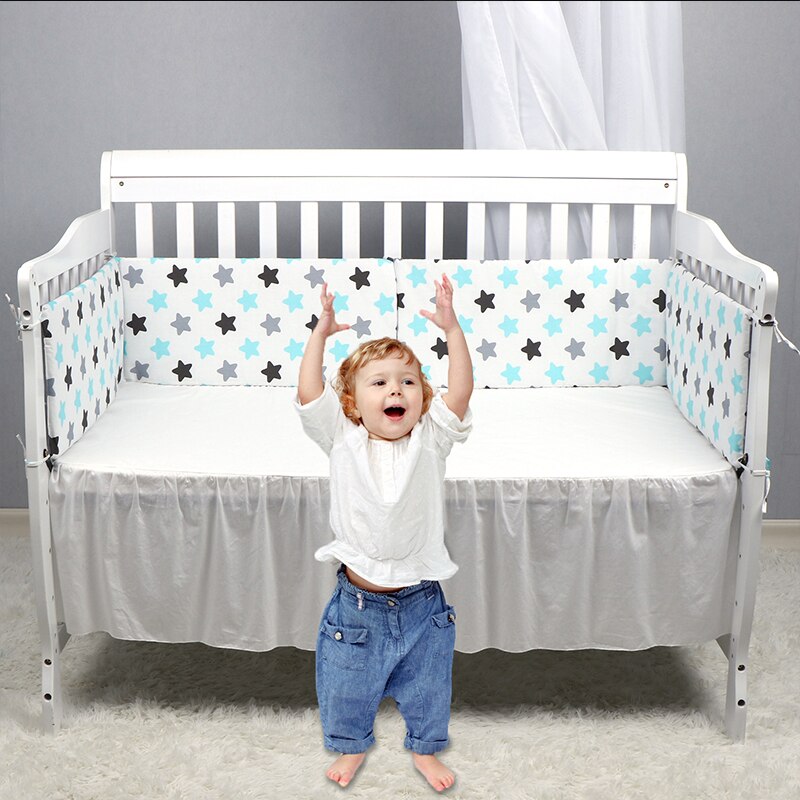 Baby Nursery Nordic Stars Baby Bed Thicken Bumper One-piece Crib Around Cushion Cot Protector Pillows Newborns Room Decor