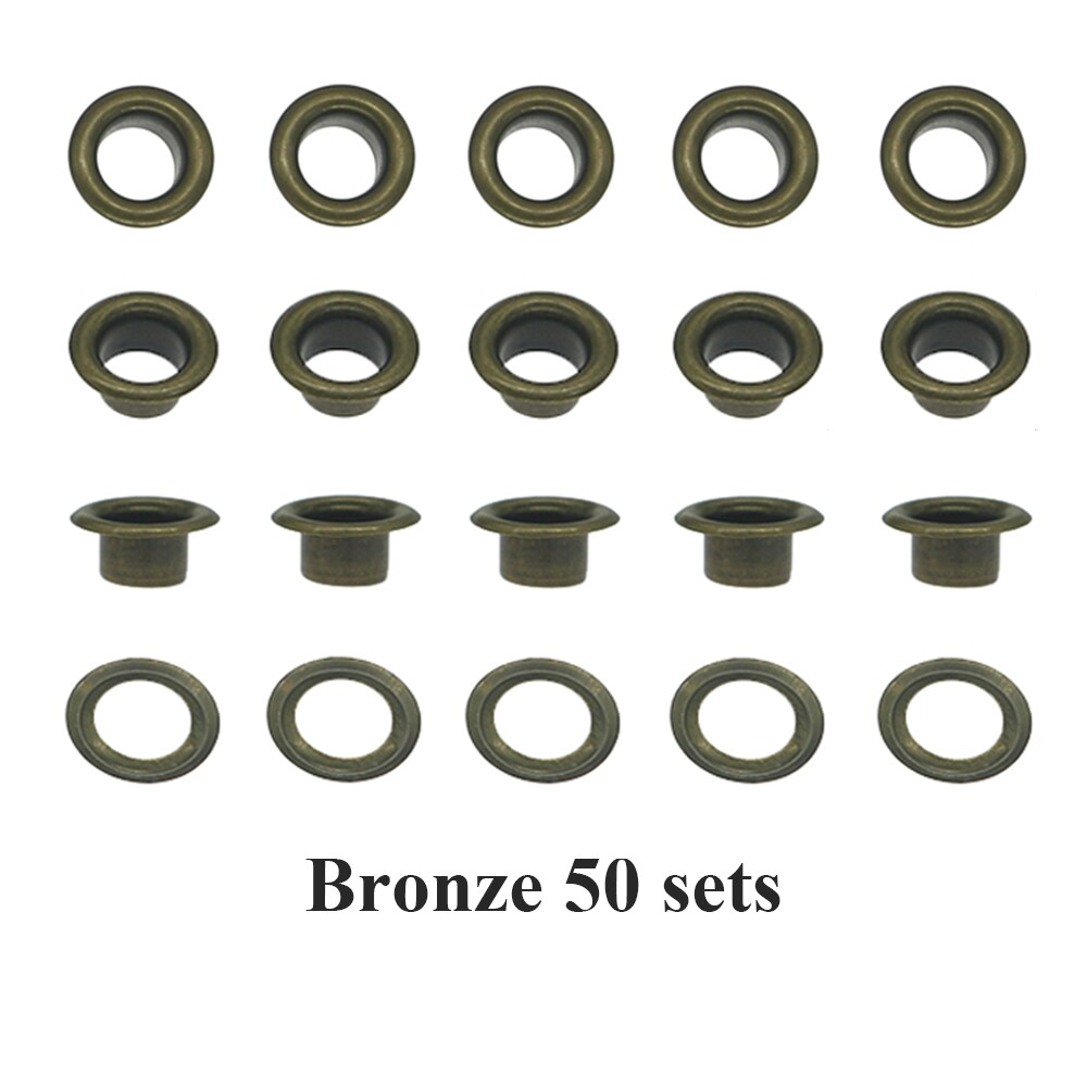 Special offer 50/100sets/pack(Outer diameter)9.5mm(internal )5mm price silver eyelets for bags: Brown 50 sets