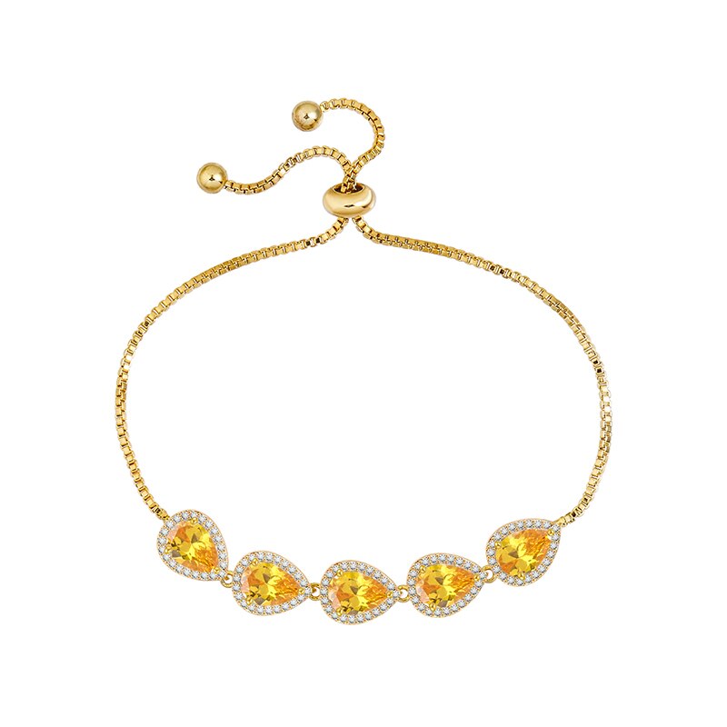 Weimanjingdian marken-armbänder für #39 , birnenförmig geschliffene, farbige zirkonia, Ideal für hochzeiten und als brautschmuck: Goldgelb