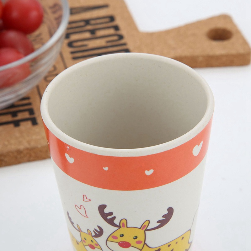 Taza de agua para niños, tazas de fibra de bambú para protección del medio ambiente para bebés, taza antideslizante con estampado de dibujos animados