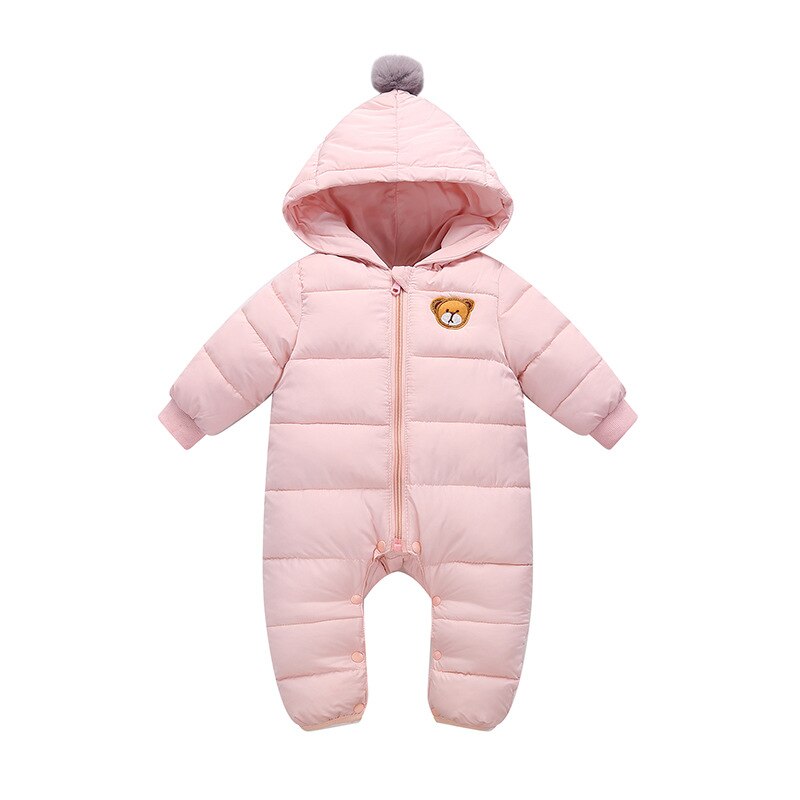 LZH Kleinkind Baby Strampler Herbst Winter Neue Baby Jungen Dicken Kapuze Baumwolle Strampler Mädchen Karikatur Langen ärmeln Strampler 6-12 monat: Rosa / 9m