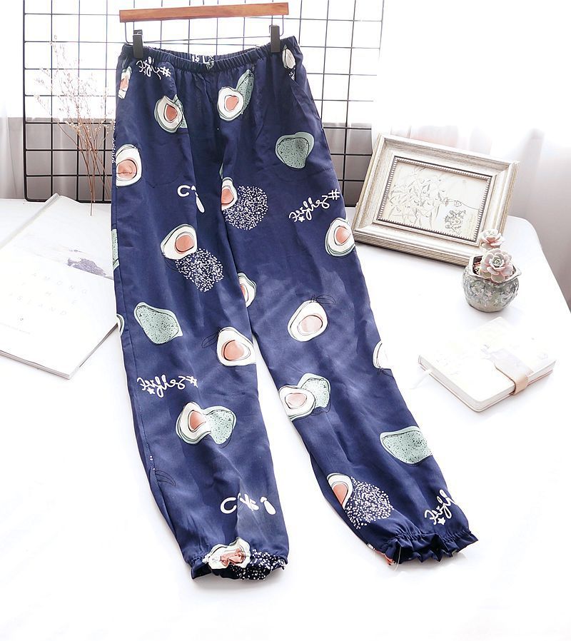 Cotton Woman Pajamas Loose Printing Sleeping Pants Sleep Bottoms Woman Pajamas Bottoms Sleep Pants Pyjama Trouser Homewear: Avocado / XL