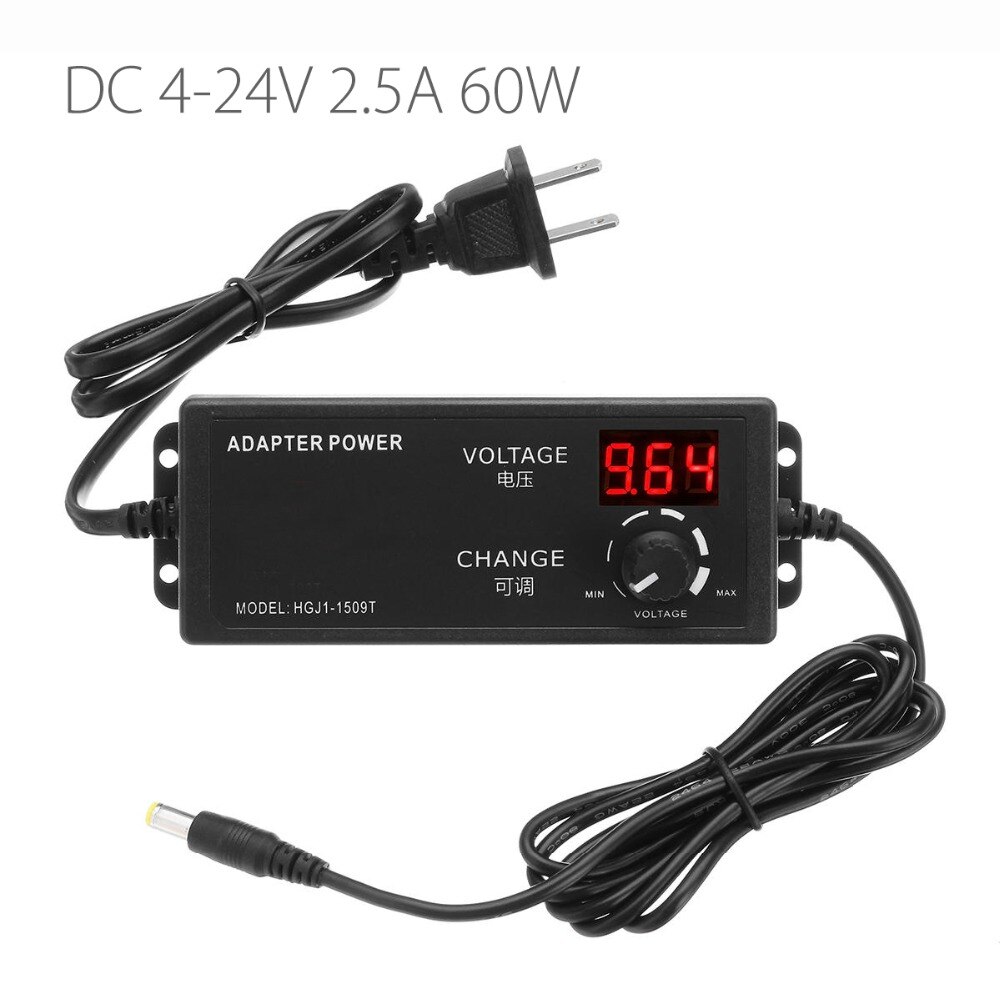 Ac/Dc Verstelbare Power Adapter Supply 4-24V 2.5A 60W Speed Control Volt Display Eu/us Plug