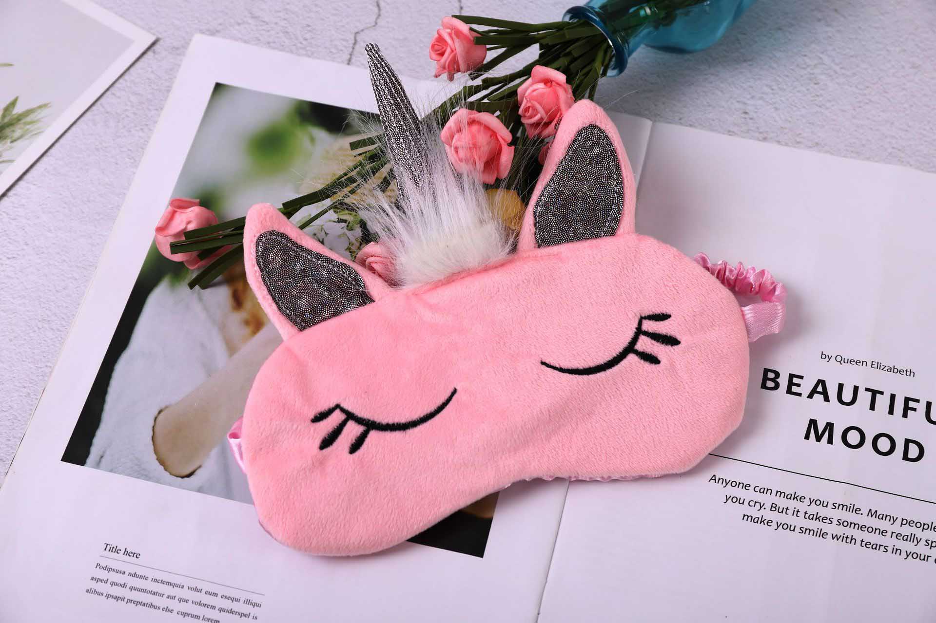 Dessin animé 1 pièces Mayitr licorne masque pour les yeux variété masque de sommeil en peluche ombre pour les yeux couverture masque pour les yeux approprié pour voyage maison en peluche: 13