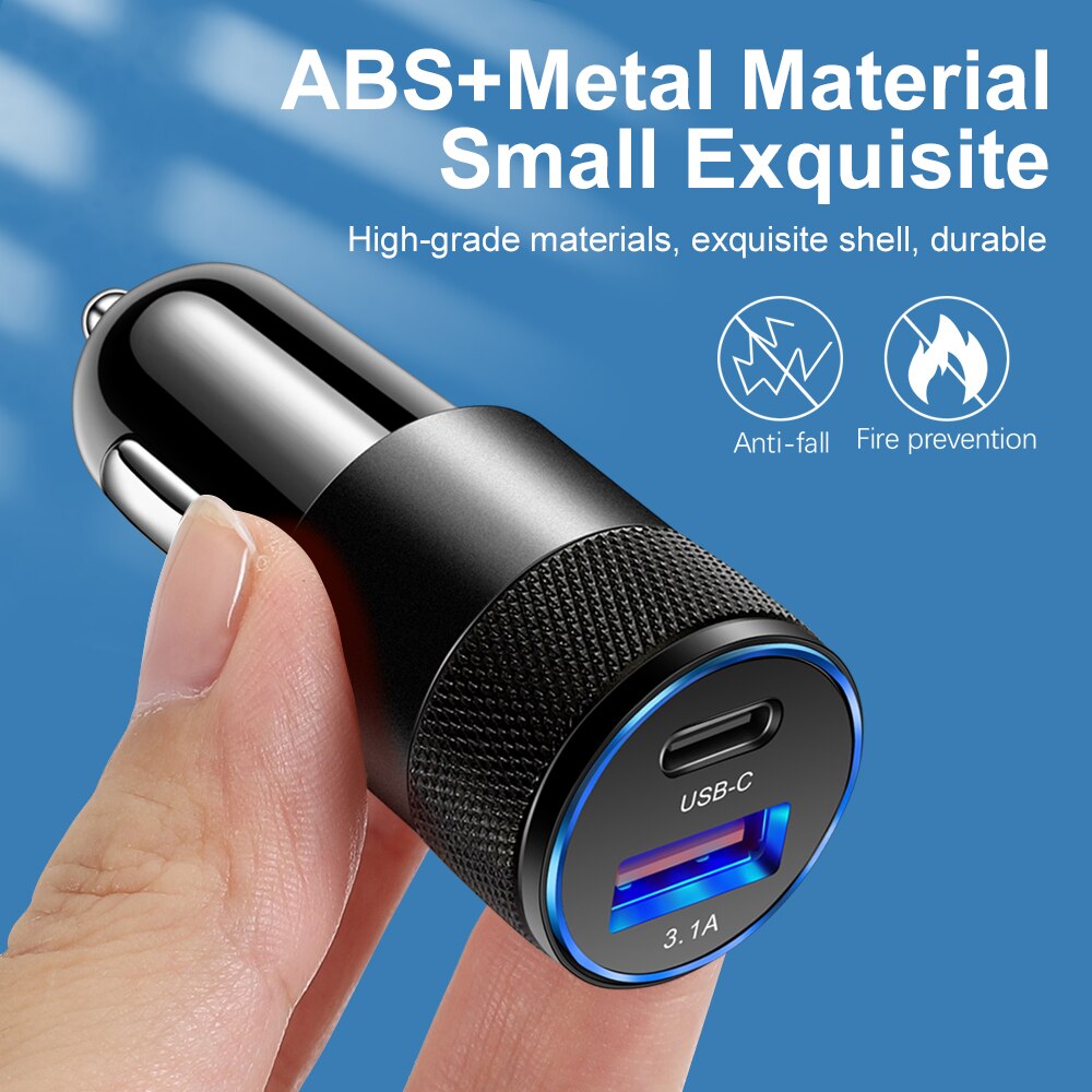 Fast Charging Car USB Charger For Xiaomi redmi note 10 pro Quick Charge 3.0 Type C PD Car Charger Mobile Phone Charge in Car