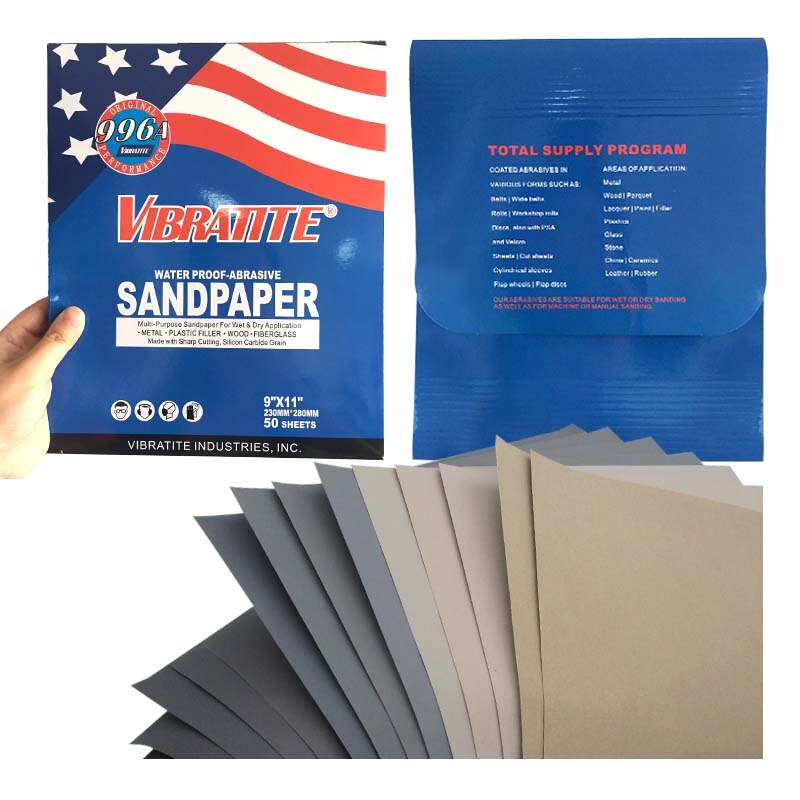 A9 " x11 " vanntett sandpapir slipepapir 600 til 10000 korn vått / tørt til bilpolering