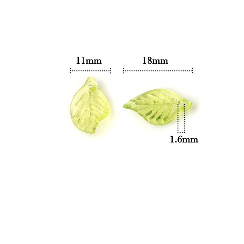 DoreenBeads – breloques en acrylique, feuilles, pendentifs de couleur vert clair, boucles d'oreilles, colliers, bijoux à la , 18mm x 11mm, 50 pièces