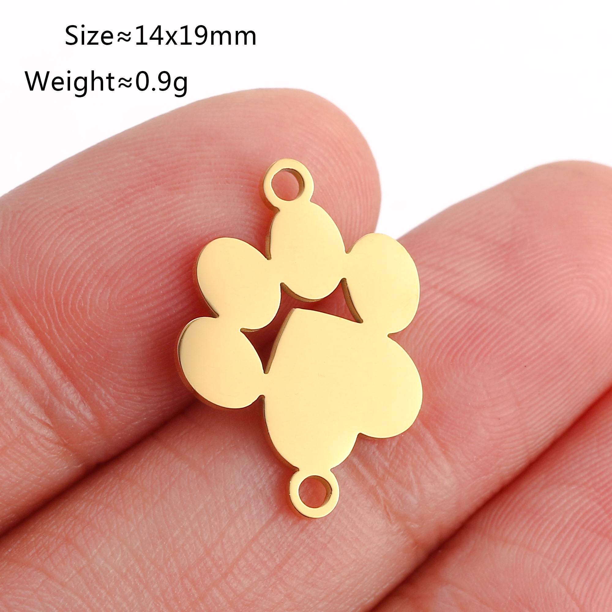 5 unids/lote de dijes con temática de animales, pata de gato/corazón de amor, garra de perro/herradura, colgantes de acero inoxidable, manualidades DIY, suministros para hacer joyas: Chapado en platino