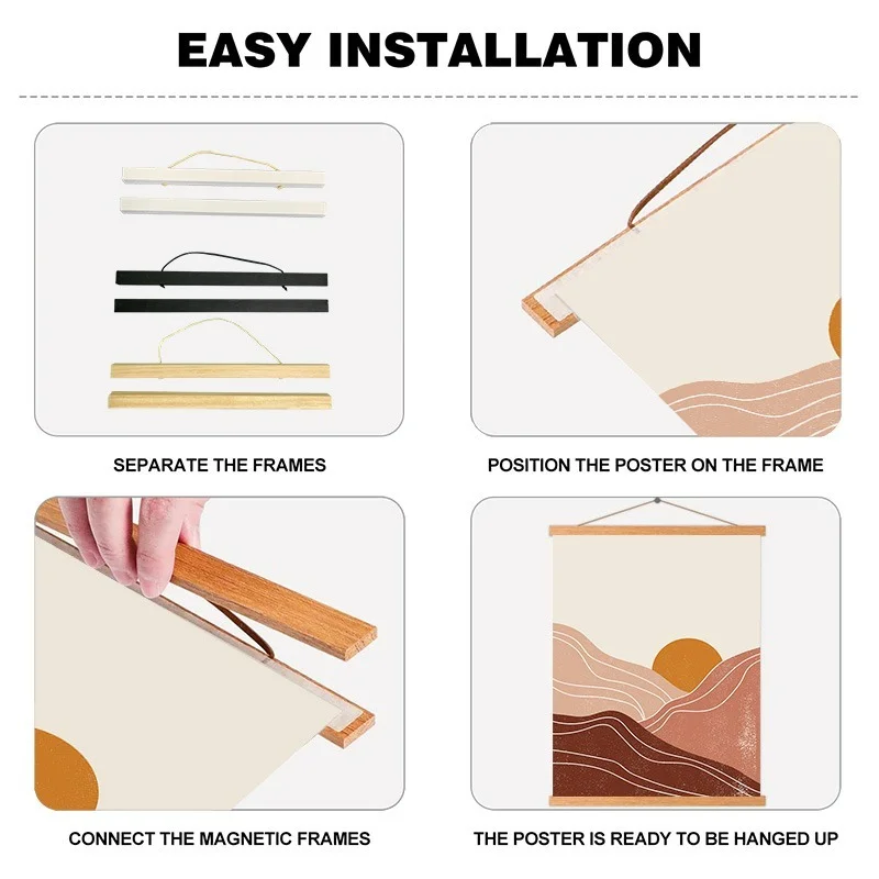 Houten fotolijsten DIY magnetische frame fotohangers ophangset voor posters canvas prints kunstwerk voor kamer interieur kunst aan de muur