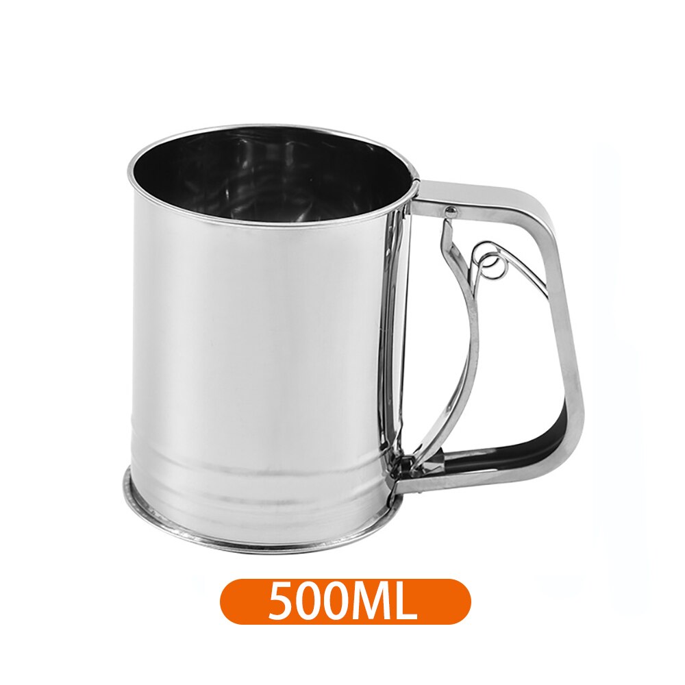 Multi-model Handheld 250ml 500ml 750ml Filter Sieve Baking Tool Stainless Steel 30 Mesh Semi-automatic Flour Sieve Kitchen Tools: Medium