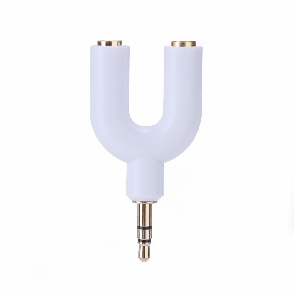 3.5mm Splitter U Type Earphone Connector Converter Splitter Audio to Mic & Headset Jack Plug Adapter For Mobile Phone Tablet PC: White