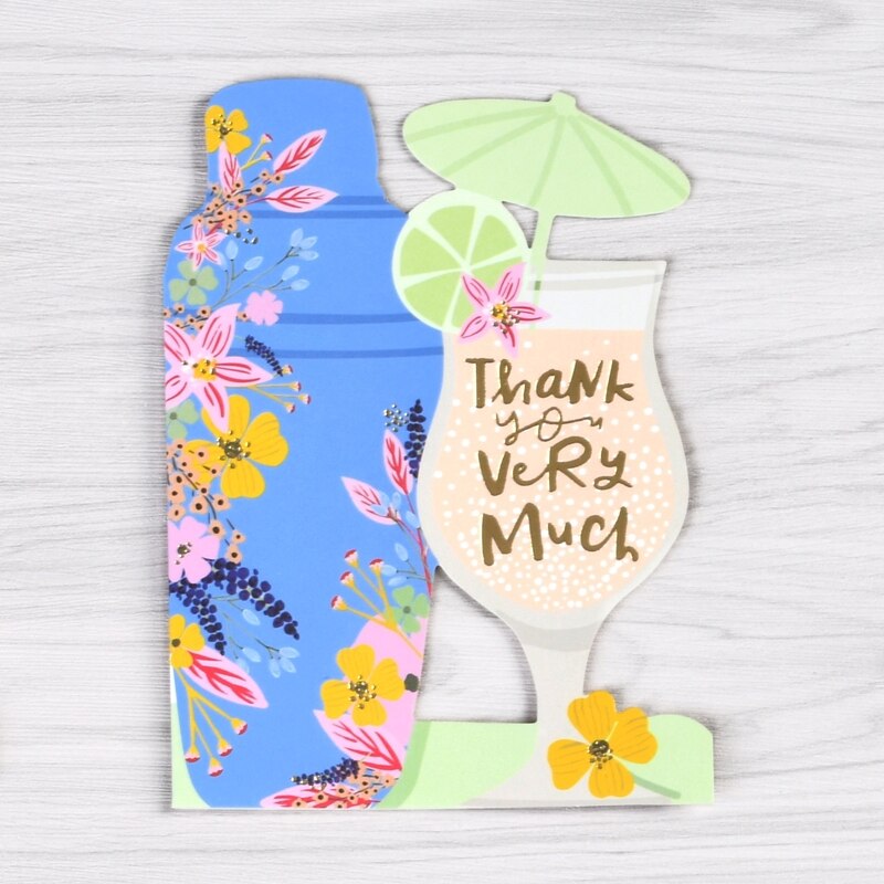 Flower Message Card Happy Birthday Label Tag Party Thank You Invitation Card