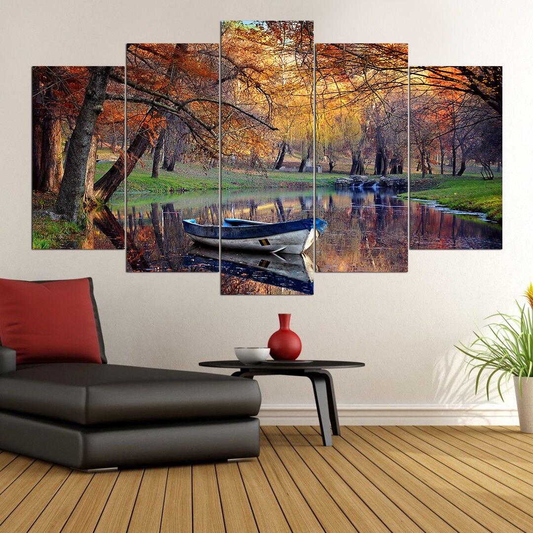 Lake Landscape 5 Piece MDF Wood Wall Table