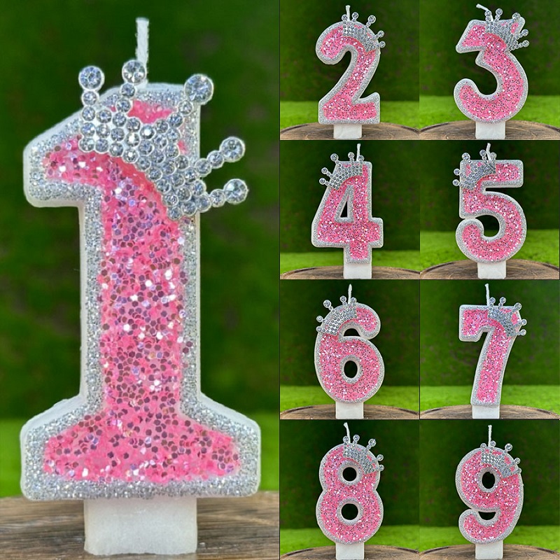 Bougie rose numéro 0 1 2 3 4 5 6789, fournitures de fête d'anniversaire pour filles, bougies décoratives pour Salons de beauté, bougie de 4 ans