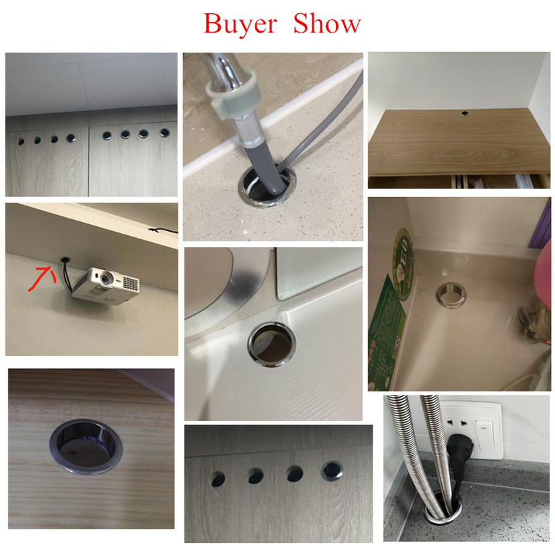 Computer Desk Cable Grommets Wire Hole Cover Cabinet Vent Decorative Ring Cable Outlet Port Furniture Hardware Desk Accessories