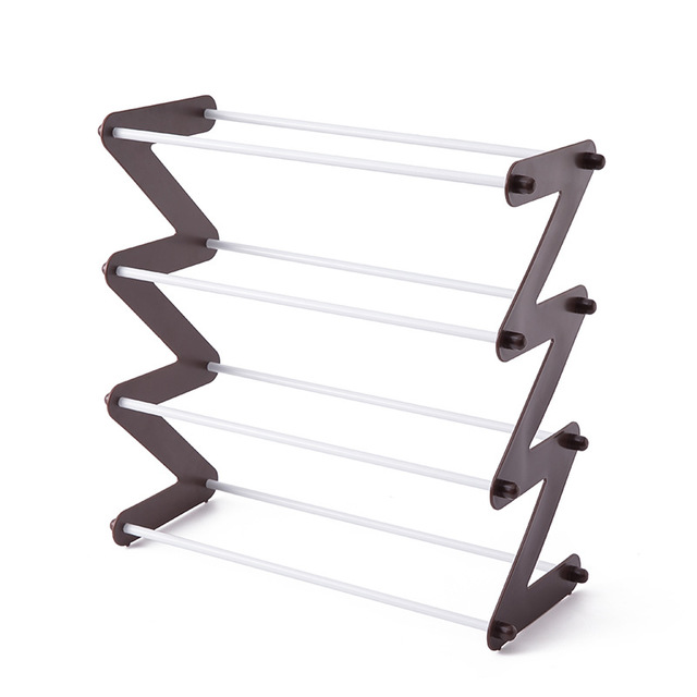 Grote schoenenrek opbergplank abs kunststof z-vorm non-woven kast organizer houder schoenen organizer standaard plank kast: Koffie 2