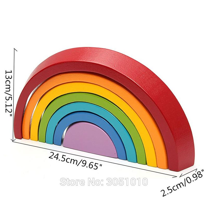Wooden Building Blocks - Rainbow Activity Set - Early Education Toy - Toddler Learning Blocks