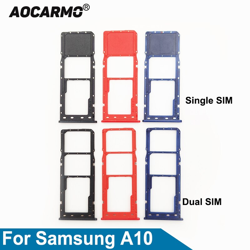 Aocarmo Voor Samsung Galaxy A10 Dual & Enkele Sim-kaart Microsd Houder Nano Sim Card Tray Slot Vervanging Deel