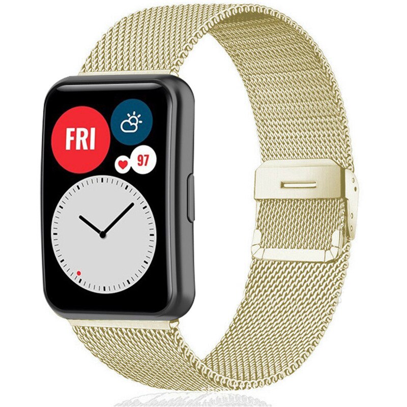 Pasek z pętlą magnetyczną robić zegarka Huawei pasuje robić paska pasek ze stali nierdzewnej metalowa bransoleta robić zegarka Huawei pasuje TIA-B09/TIA-B19: szampan