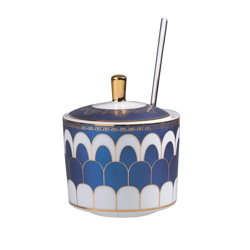 Suikerpot Dispenser Zout Container Keramische Suikerpot Met Deksel En Lepel Voor Huis En Keuken: Blue