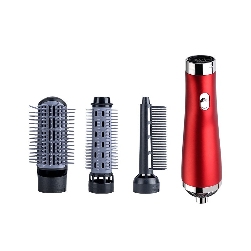 Cepillo secador de pelo iónico eléctrico 3 en 1, cepillo de aire , voluminizador, peine alisador de pelo, rizador de pelo: Rojo