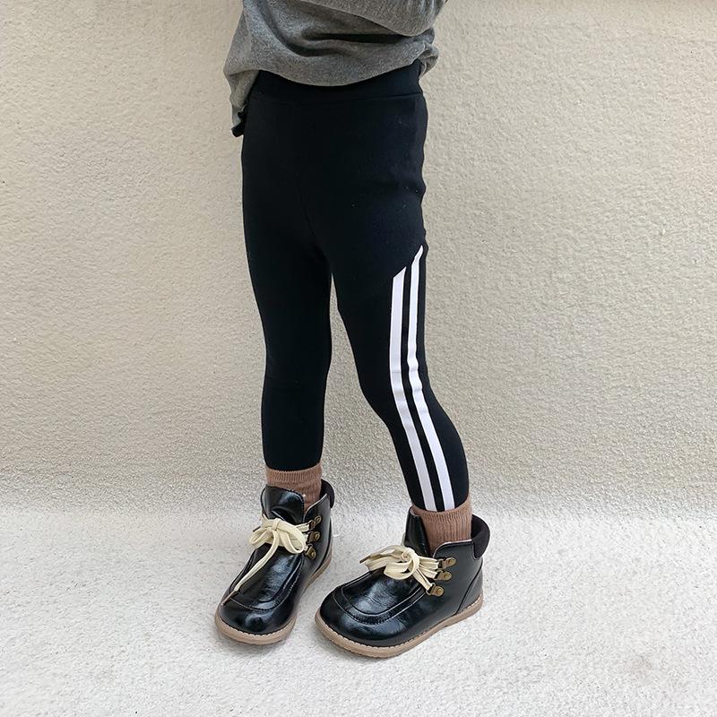 3955 forår efterår piger leggings bomuld elastiske bukser stribede børn bundbukser drenge joggers børn sportsbukser: Sort / 80cm