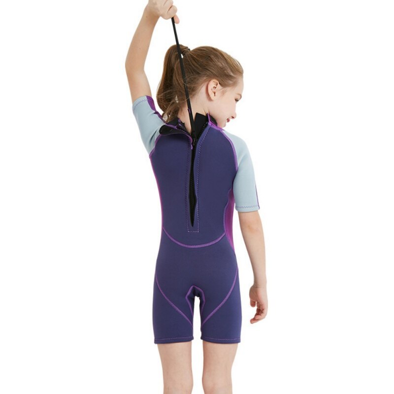 Børn 2.5mm dykkerdragt ét stykke børn baby pige kortærmet dykker shorty våddragt svømme surfer dragt s -2xl