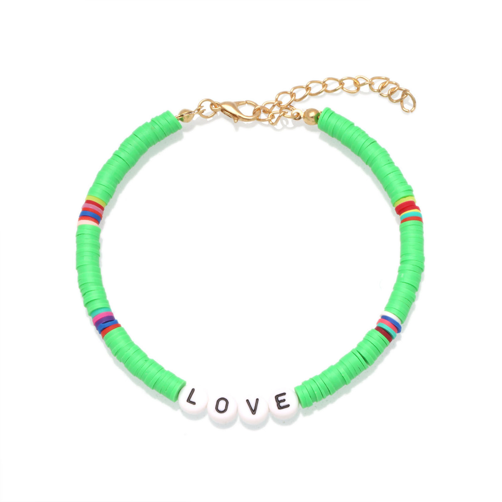 1 stück Böhmen Sommer Bunte Tonne mit buchstaben &quot;LIEBE&quot; Knöchel Für Frauen Boho Ozean Barfuß Strand Auf Bein Armbinde Weibliche Sandalen: 5